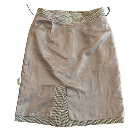 Vintage Green/Brown/White Houndstooth Print Button Down Skirt Suit (Small/Med) - Picture 10 of 12